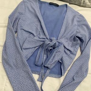 blue wrap top